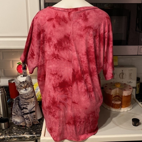 P womens Fame for Fifteen pink short sleeve stretch plus size top 2X - Picture 2 of 4